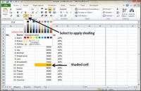 Biên giới và Shades trong Excel 2010