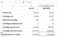 So sánh chi phí Mua Máy in bằng excel