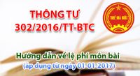 Thông tư 302/2016/TT-BTC hướng dẫn về lệ phí môn bài